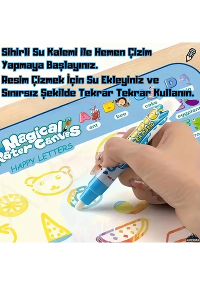 Vahşi Orman Hayvanları Temalı Sulu Sihirli Boyama Halısı - Özel Sulu Kalem Ile Water Painting S Çok Renkli