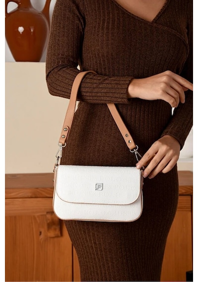 Just Polo Kadın Günlük Kullanıma Uygun Su Geçirmez Şık El Ve Omuz Çantası Shopper Ebat: 23 X 14 Cm Beyaz - Taba