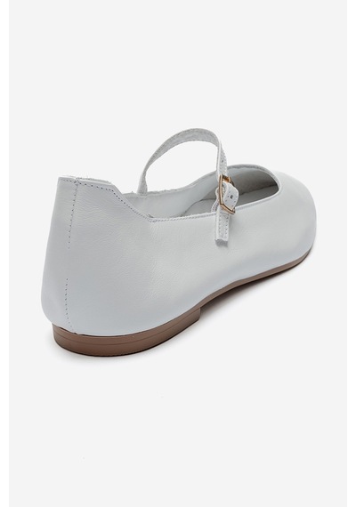 Luvishoes Lunaıre Beyaz Hakiki Deri Tek Bantlı Sivri Burun Kadın Babet Ayakkabı