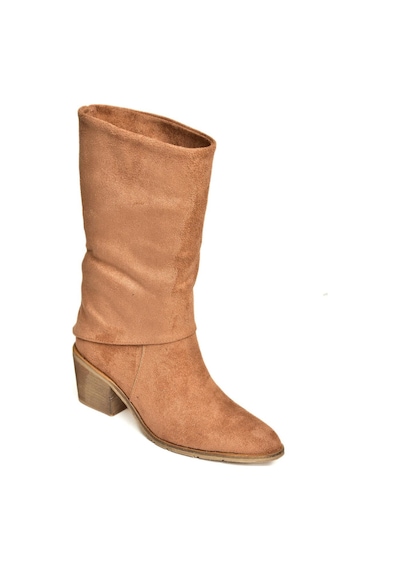 Fox Shoes T936042502 Taba Kalın Alçak Topuklu Kadın Bot Taba-Süet Taba