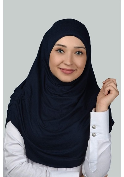 Altobeh Hazır Türban Büzgülü Pileli Pratik Eşarp Tesettür Hijab - Namaz Örtüsü - Lacivert