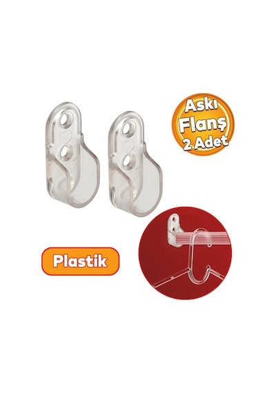 Badem10 Askı Flanşı Oval Dolap Elbise Askı Asma Aparatı Plastik Aparat 45 Mm 2 Adet Genel