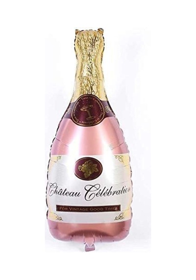Rose Gold Şampanya Şişesi Şekilli Folyo Balon Beyaz