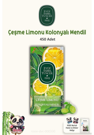 Eyüp Sabri Tuncer Kolonyalı Mendil Çeşme Limonu 3 Paket 150'li Ve Rosıe Pamuk