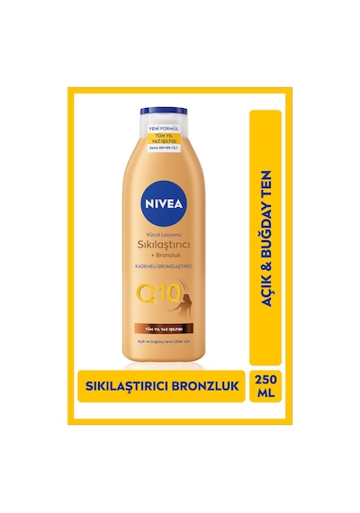 Q10 Sıkılaştırıcı Ve Bronzlaştırıcı Vücut Losyonu 250ml, Nemlendirici, Kademeli Bronzluk, Esnek Cilt