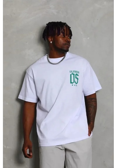 DefyModa Erkek Baskılı T-shirt Kısa Kol Bisiklet Yaka Regular Fit Rahat Kalıp Günlük Tişört - Beyaz