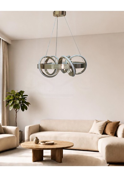 Kuzey Büyük Modern Ledli Avize Çizgili 3 Renk Power Ledli Gold Kaplama Yatak Odası Salon Mutfak