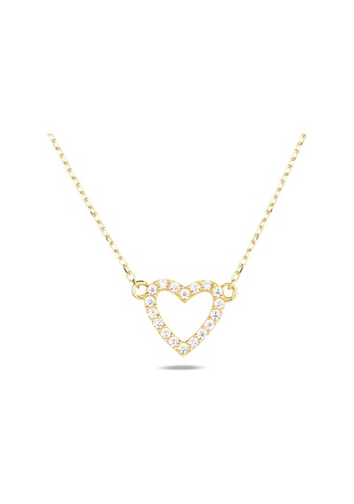 Kuyumcudukkani Zincirli"taşlı Kalp"figürlü Kolye-37151-g-w Gold