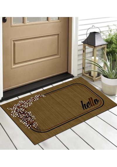 Hello, 50X80 Cm Organik Pamuk Dokuma Taban Paspas