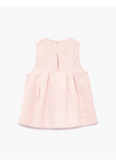 Koton Bisiklet Yaka Kolsuz Brodeli Fiyonklu Bluz Pembe 6smg60026aw Gül