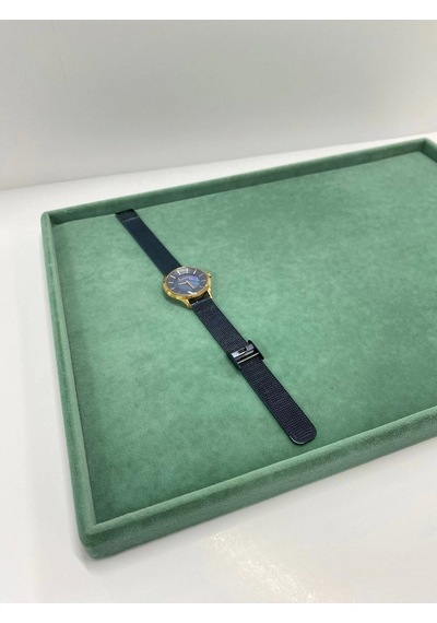 Yerli Üretim Süet Kumaş Yeşil Renk 34/24 Cm Takı Servis Sunum Tablası Çok Renkli