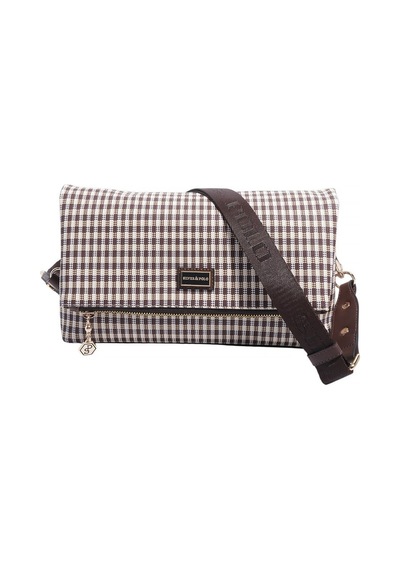 Silver Polo Sp1278 Kadın Çapraz Çanta Ekose Line Kare Kahve Sarı-kahve