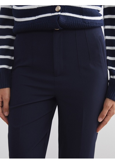 Lcw Vision Lacivert Dar Fit Pileli Kadın Pantolon