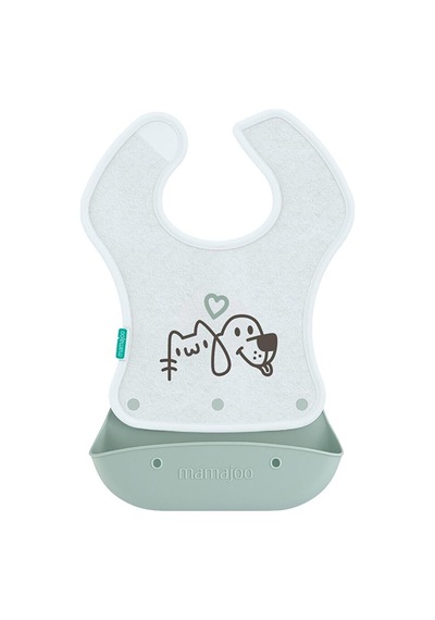 Katlanır Silikon & Kumaş Mama Önlüğü Powder Green
