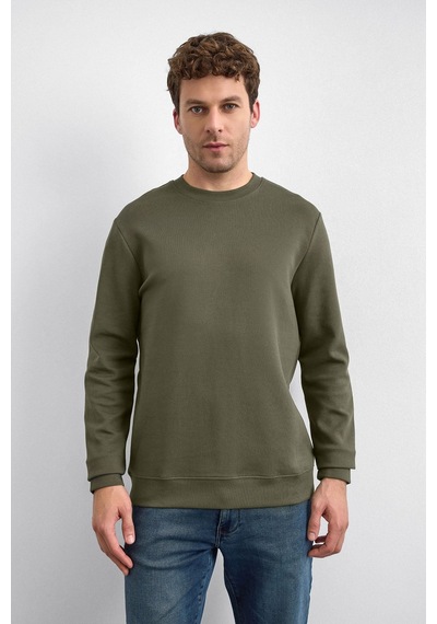 Backandbond Haki Regular Fit Bisiklet Yaka Sweatshirt