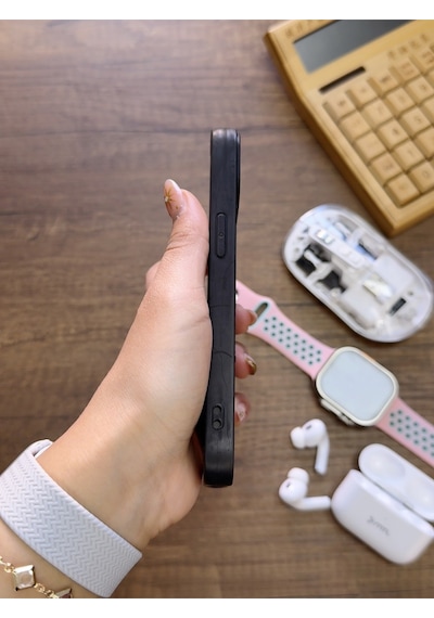Apple iPhone 14 Uyumlu Premium Deri Dokulu Darbelere Karşı Dayanıklı Nazal Silikon Kılıf Siyah