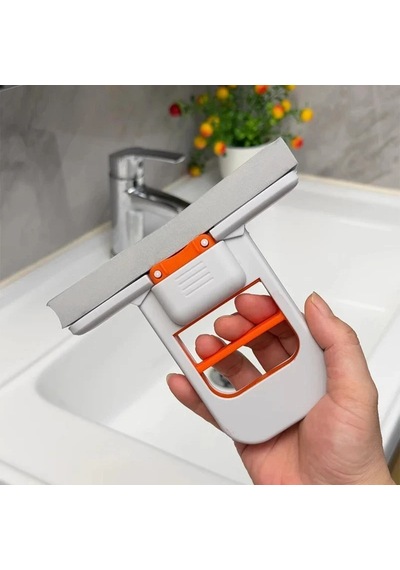 El Değmeden Sıkmalı Süngerli Mini Mop & Mutfak, Lavabo, Cam, Fayans Temizleme Aparatı Turuncu