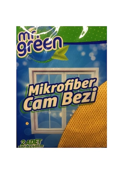 Mr Green Çok Amaçlı Genel Temizlik Ayna Cam Mikrofiber Cam Bezi 30x40 Cm 2 Adet Çok Renkli