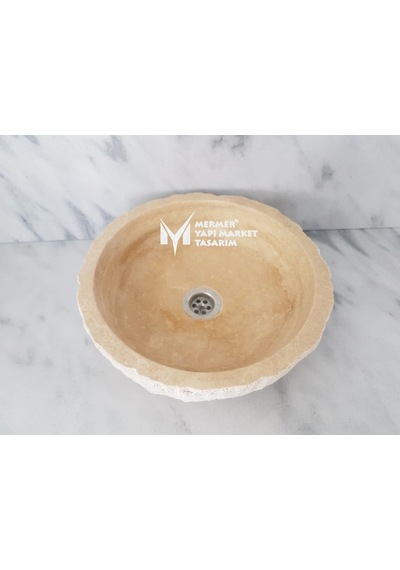 Traverten Dışı Patlatma Yuvarlak Mini Lavabo
