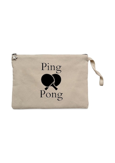 Ping Pong Racket Design Black Krem Clutch Cüzdan / El Çantası Krem