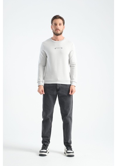 Shooter Sportwear Shooter Erkek Üç İplik Sweatshirt Regular Fit Pamuklu Bisiklet Yaka Günlük Spor Basic Taş
