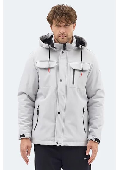 Slazenger Gleam Erkek Kapüşonlu Taş Gri Mont & Kaban Çok Renkli