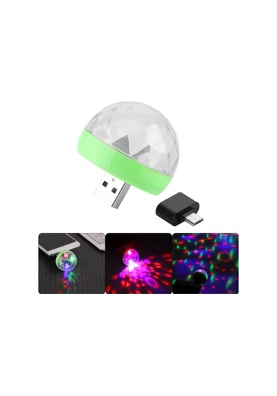 Disko Topu - Müziğe Ve Sese Duyarlı Usb Girişli Araç Içi Mini Disko Topu Parti Mini Led Karışık