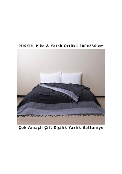 Lexroo Püskül Çift Kişilik Yatak Örtüsü Ve Pike %100 Pamuklu İnce Hafif Yazlık Battaniye Çok Renkli