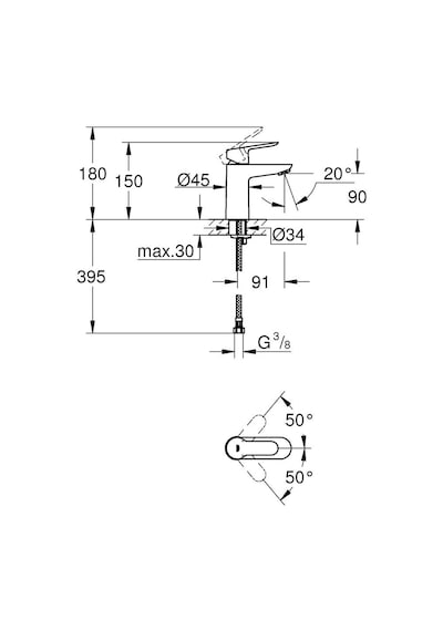 Grohe Bauedge S-Boyut Lavabo Bataryası Krom 23330000