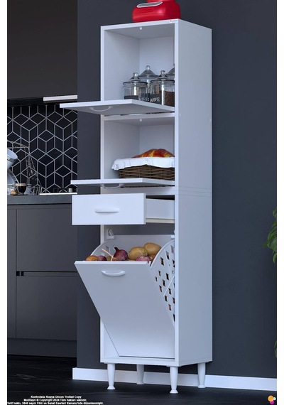 Defne 40 Cm Çok Amaçlı Mutfak, Bakliyat Ve Kahve Köşesi Organizer Dolap Sepetli Dolap 40x163x32 Cm Beyaz Defne 40 Cm Çok Amaçlı Mutfak, Bakliyat Ve Kahve Köşesi Organizer Dolap Sepetli Dolap 40x163x32 Cm Beyaz