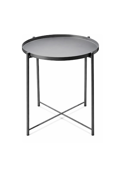Waldern Home Metal Çok Amaçlı Katlanabilir Tepsili Sehpa Gri