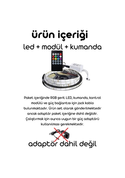 Lumidrive 2m Rgb 5050 Led Şerit Müzik Algılayıcılı 20 Tuş Kumanda, Ses Kontrollü Işık Sistemi