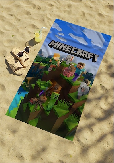 Minecraft Çocuk Plaj Havlusu Renkli