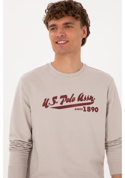 U.S. Polo Assn. Erkek Bisiklet Yaka Regular Fit Taş İnce Sweatshirt 50316315-VR049