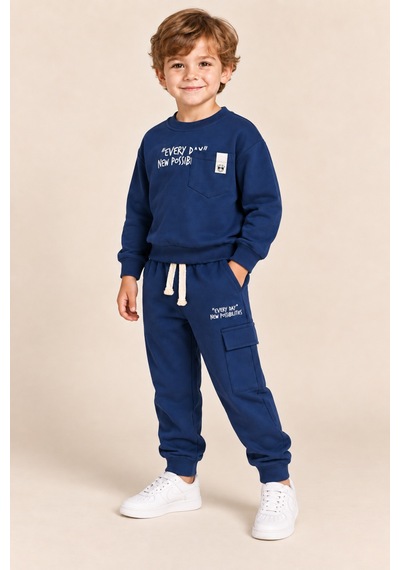 Ahengim Erkek Çocuk Pamuklu Baskılı 2 Li Takım Sweatshirt Eşofman Altı 1-4 Yaş Ak122 Lacivert Ahengim Erkek Çocuk Pamuklu Baskılı 2 Li Takım Sweatshirt Eşofman Altı 1-4 Yaş Ak122 Lacivert