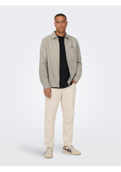 Only & Sons Onsdal Ovr Zıp Ls Shırt Erkek Gri Uk Gömlek - 22026312 Gri