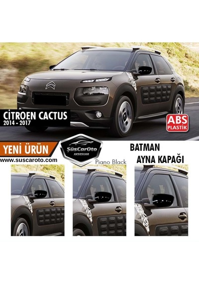 Citroen C4 Cactus 2014-2017 Uyumlu Batman Yarasa Ayna Kapağı Piano Black ABS Plastik (00) (ŞüsCarOto Aksesuar)