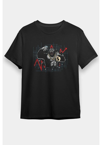 Startmore Adrift Ko Buta Borsacı Goril Baskılı Unisex Siyah Tişört T14368 Siyah