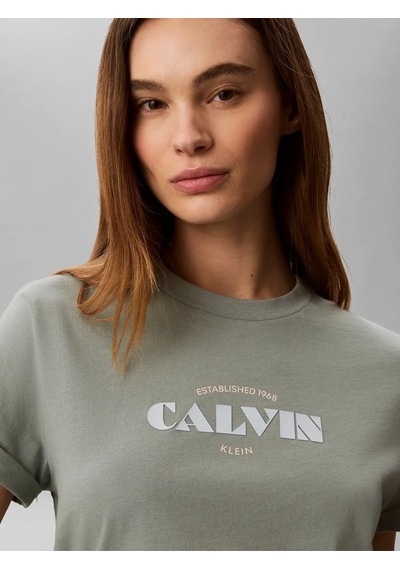 Calvin Klein Ss Classıc Resort Ca, 4c1 Yeşil Kadın T-shirt