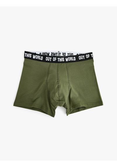 Koton 3'lü Boxer Seti Slogan Baskılı Çok Renkli Pamuklu Yeşil 5wlm90016mk Yeşil