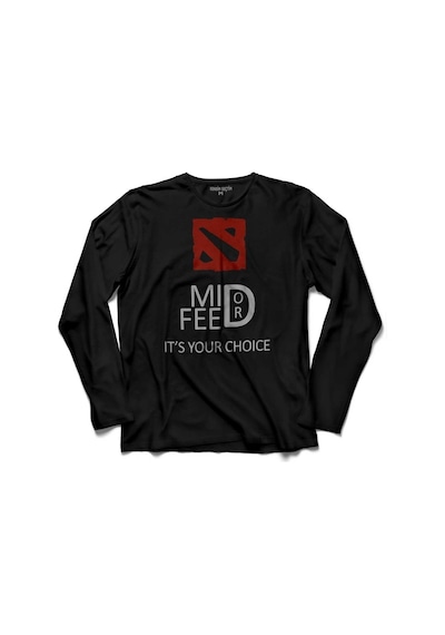 Mıd Or Feed Dota 2 Dota2 Logo Uzun Kollu Tişört (512984563)