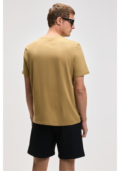 Grimelange Mocassın Erkek %100 Pamuk Relaxed Fit Yuvarlak Yaka Kısa Kollu Açık Haki T-shirt