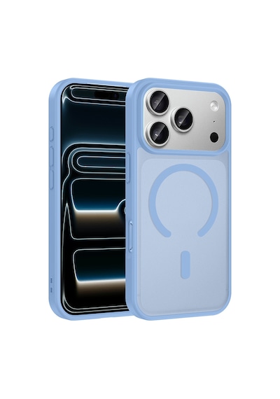 Maks Technology Apple Uyumlu iPhone 18 Pro Kılıf M-safe Şarj Özellikli Mkst Babet Kapak - Açık Mavi