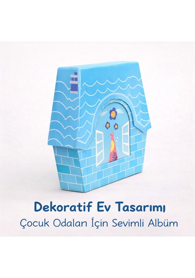 Ev Figürlü Çocuk Albümü Mavi