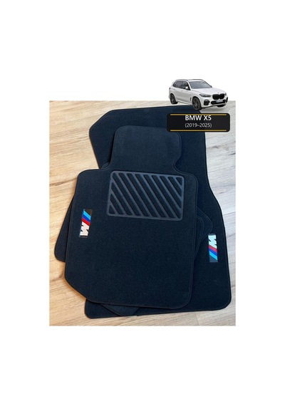 Oto Halı Paspas Seti Bmw X5 2019 2025 Uyumlu Sport Kaymaz & Şık Tasarım - Siyah M Logolu