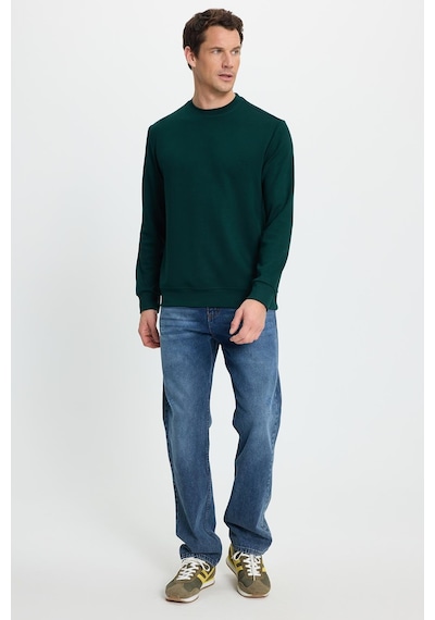 Tudors Erkek Relax Fit Rahat Kesim Uzun Kollu Ekstra Yumuşak Bisiklet Yaka Yeşil Sweatshirt-41873 Yeşil
