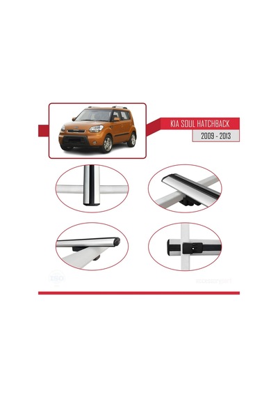 Kia Soul Hatchback 2009-2013 Arası İle Uyumlu Basic Model Ara Atkı Tavan Barı Gri 3 Adet