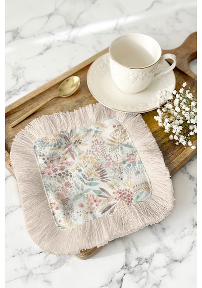 Pastel Çiçekli Saçaklı Sunum Servis Altlığı Mendil - Zarif Bohem Vintage Pembe Krem Sunumluk Peçete Metalik Orman Pembe Pastel Çiçekli Saçaklı Sunum Servis Altlığı Mendil - Zarif Bohem Vintage Pembe Krem Sunumluk Peçete Metalik Orman Pembe