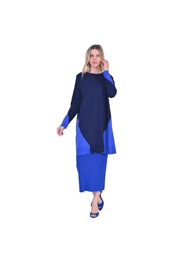 Invee İnvee Gometrik Triko Tunik Lacivert 6972