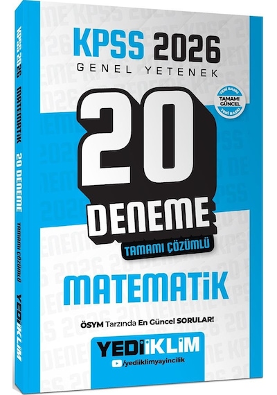 Yediiklim 2026 Kpss Genel Yetenek Türkçe Matematik Tamamı Çözümlü 20 Deneme Seti 2 Kitap